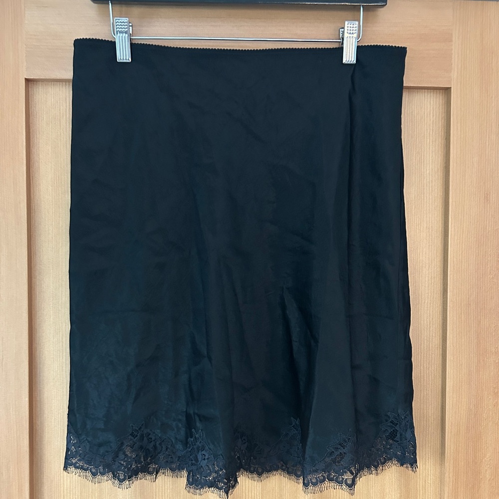 Black Lace Trim Slip Skirt